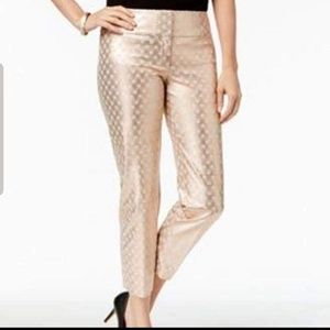 Alfani Rose Gold Foil print ankle cropped pants